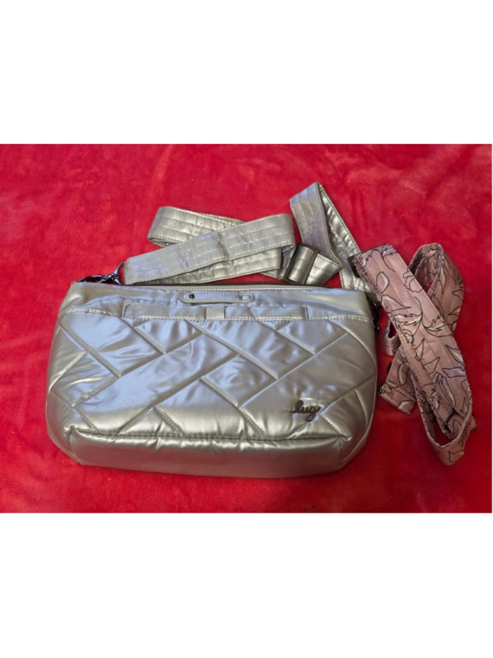 Women's Lug Flare Crossbody Bag One Size Silver and Pink